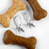 Miniature Greyhound / Whippet / Sighthound Hook Earrings in Silver