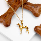 Large Greyhound / Whippet Dog Necklace in Silver with 24ct Gold