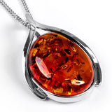Stunning Baltic Amber and Silver Necklace - Natural Designer Gemstone