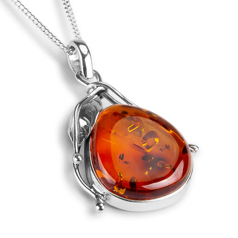 Top Quality Baltic Amber and Silver Necklace - Natural Designer Gemstone