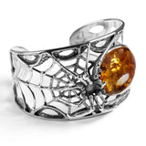Captivating Spider Bangle in Silver and Amber