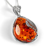 Classy Baltic Amber and Silver Necklace - Natural Designer Gemstone