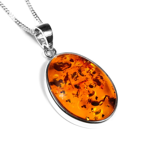 Timeless Baltic Amber and Silver Necklace - Natural Designer Gemstone