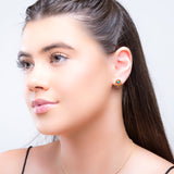 Hamsa Hand Stud Earrings in Silver with 24ct Gold & Turquoise