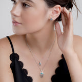 Miniature Hamsa Hand Necklace in Silver and Turquoise