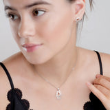 Hamsa Hand Necklace in Silver and Amber