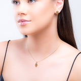 Miniature Hamsa Hand Necklace in Silver with 24ct Gold & Turquoise