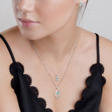 Hamsa Hand Necklace in Silver and Turquoise