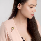 Green Amber & Silver Brooch - Natural Designer Gemstone