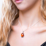 Classic Handmade Cognac Amber and Silver Necklace - Natural Designer Gemstone