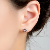 Decorative Heart Stud Earrings in Silver