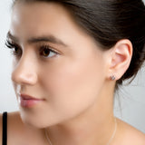 Decorative Heart Stud Earrings in Silver