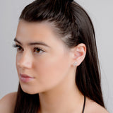 Heart Link Stud Earrings in Silver