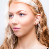 Sweet Heart Stud Earrings in Silver and Amber