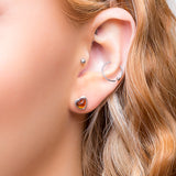 Sweet Heart Stud Earrings in Silver and Amber