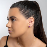 Miniature Heart Earrings in Silver and Amethyst