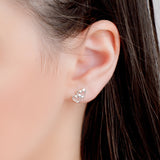 Heart Link Stud Earrings in Silver