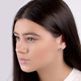 Floating Heart Stud Earrings in Silver