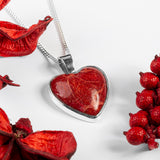 Heart Shaped Red Horn Coral Necklace - Natural Designer Gemstone