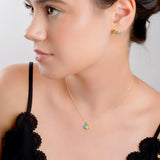 Cute Heart Necklace in Silver, Turquoise and Yellow Amber