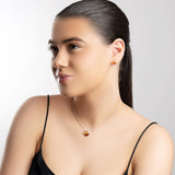 Heart Necklace in Silver & Sunset Amber