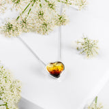 Heart Necklace in Silver & Sunset Amber