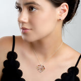 Symbol of Love Heart Necklace in Silver and Cognac, Green and Yellow Amber