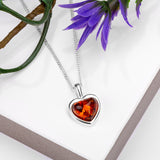 Sweet Heart Necklace in Silver and Amber