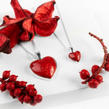 Miniature Heart Shaped Red Horn Coral Necklace - Natural Designer Gemstone