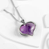 Romantic Love Heart Necklace in Silver & Amethyst