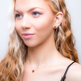 Sweet Heart Necklace in Silver and Amber