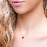 Sweet Heart Necklace in Silver and Amber