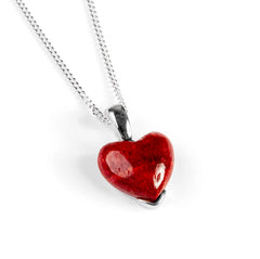 Miniature Heart Shaped Red Horn Coral Necklace - Natural Designer Gemstone