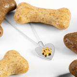 Paw Print Heart Necklace in Silver & 18ct Gold Vermeil