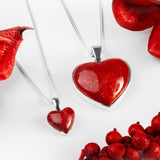 Heart Shaped Red Horn Coral Necklace - Natural Designer Gemstone