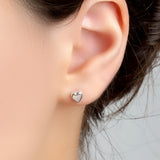 Miniature Heart Stud Earrings in Silver