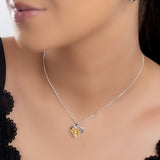 Flower Heart Necklace in Silver & 18ct Gold Vermeil