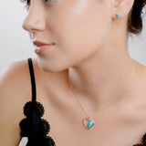 Heart Necklace in Silver and Turquoise