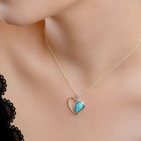 Heart Necklace in Silver and Turquoise