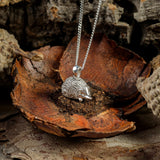 Cute Miniature Hedgehog Necklace in Silver