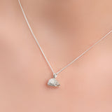 Cute Miniature Hedgehog Necklace in Silver