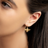 Cute Honey Bee Hook Earrings in Silver with 24ct Gold