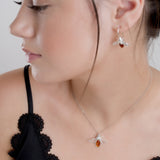 Striped Honey Bee / Bumblebee Necklace in Silver and Amber