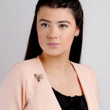 Hornet Bee Brooch in Silver and Amber