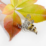 Hornet Bee Brooch in Silver and Amber