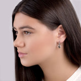 Hornet Bee Stud Drop Earrings in Silver and Amber