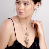 Large Hornet Bee Necklace in Silver and Amber