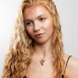 Hummingbird Necklace in Silver and Amber