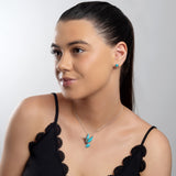 Hummingbird Necklace in Silver and Turquoise