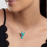 Hummingbird Necklace in Silver and Turquoise